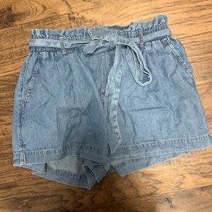 Denim Paper Bag Shorts